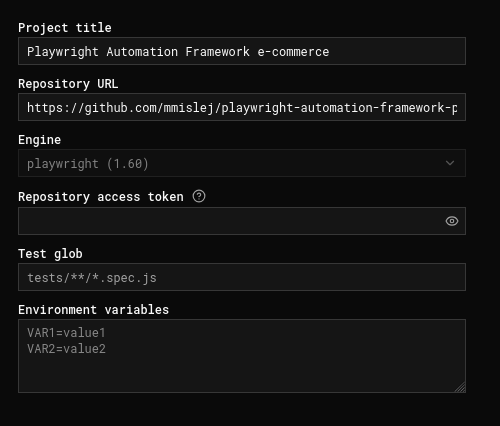 Creating a project from a public repo